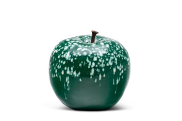 Sculpture titled "APPLE dark green" by Milena Bini, Original Artwork, Ceramics