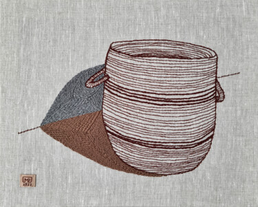 纺织艺术 标题为“Basket Studium I’23” 由Milena Paladino, 原创艺术品, 刺绣