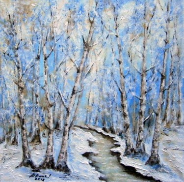 Malerei mit dem Titel "Winter country 3" von Milka Urbaníková, Original-Kunstwerk, Acryl