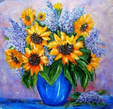 Painting titled "Still life with sun…" by Milka Urbaníková, Original Artwork, Acrylic