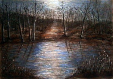Рисунок под названием "When the moonlight ." - Milka Urbaníková, Подлинное произведение искусства, Пастель