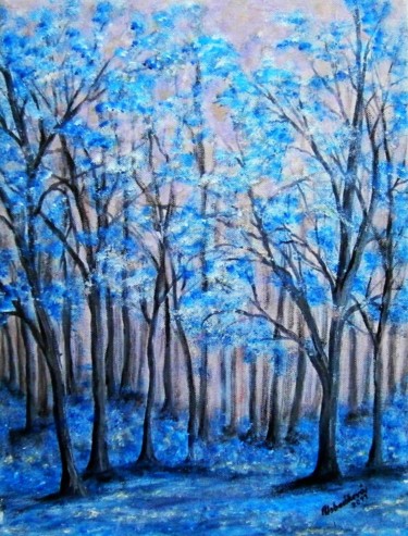 Malerei mit dem Titel "Forest Winter Queen…" von Milka Urbaníková, Original-Kunstwerk, Acryl