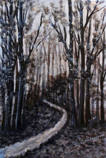 Schilderij getiteld "In the dark forest…" door Milka Urbaníková, Origineel Kunstwerk, Acryl
