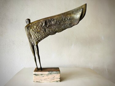 Sculpture titled "The Wings" by Milko Dobrev, Original Artwork, Bronze