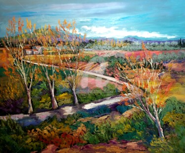 Painting titled "Les arbres jaunes" by Milorv, Original Artwork