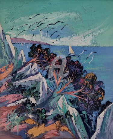 Malarstwo zatytułowany „Calanque provençale” autorstwa Milorv, Oryginalna praca, Olej
