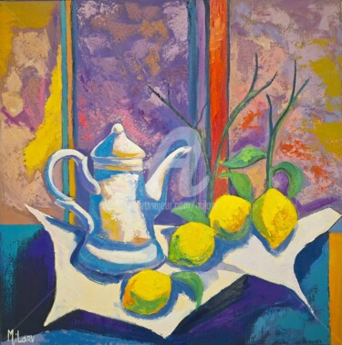 Painting titled "Nature morte aux ci…" by Milorv, Original Artwork, Oil