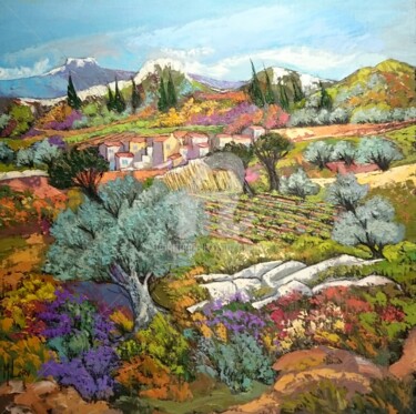 Картина под названием "Hameau provençal" - Milorv, Подлинное произведение искусства, Масло