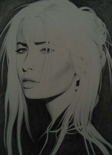 Drawing titled "Wendy James" by Milto Sideris, Original Artwork, Ballpoint pen