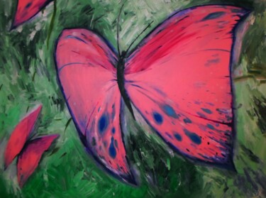 Schilderij getiteld "Victorious butterfly" door Milto Sideris, Origineel Kunstwerk, Acryl Gemonteerd op Frame voor houten br…