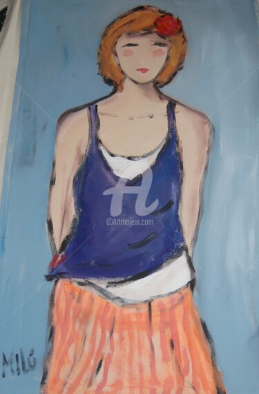 Schilderij getiteld "orange skirt" door Milu Petersen, Origineel Kunstwerk