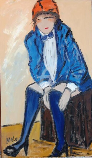 Painting titled "blue jacket" by Milu Petersen, Original Artwork