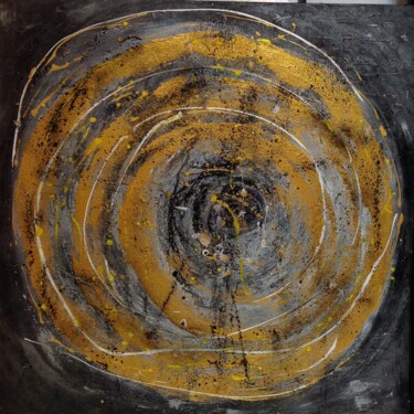 Schilderij getiteld "Circles of Gold - L…" door Mimi Bastos Art, Origineel Kunstwerk, Acryl