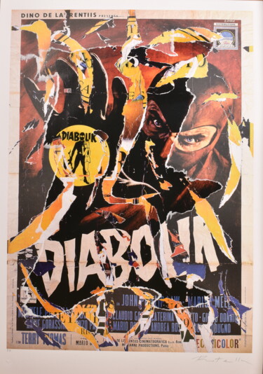 Colagens intitulada "Diabolik - Opera pu…" por Mimmo Rotella, Obras de arte originais, Colagens