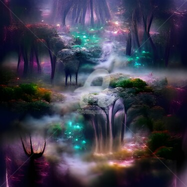 Digitale Kunst getiteld "Mystical Forest" door Mina Nakamura, Origineel Kunstwerk, 2D Digital Work