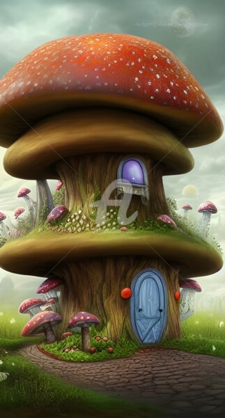 Digital Arts με τίτλο "Magical mushroom ho…" από Mina Nakamura, Αυθεντικά έργα τέχνης, Ψηφιακή ζωγραφική