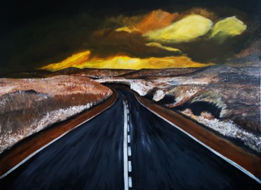 Painting titled "Route66" by Mina Saouti, Original Artwork, Acrylic