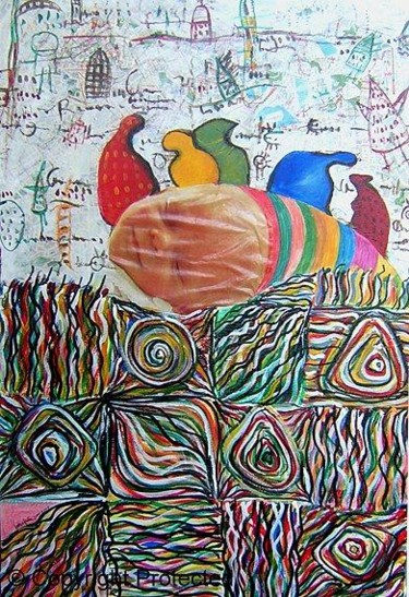 Pintura intitulada "Sonhos pequenos" por Graça Leão, Obras de arte originais