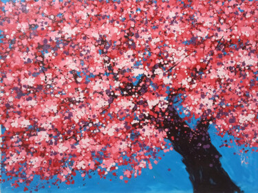 Pintura intitulada "Cherry blossoms 5" por Minh Phuong Hoang Thi, Obras de arte originais, Acrílico