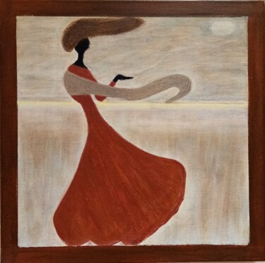 Painting titled "La Femme qui fait u…" by Mio Hataï, Original Artwork, Acrylic Mounted on Wood Stretcher frame