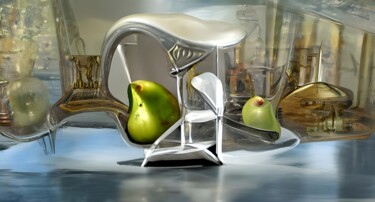 Digital Arts titled "Poire sur le verre" by Mio, Original Artwork, Digital Painting