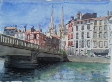 Pittura intitolato "Bayonne" da Michel Porte-Petit, Opera d'arte originale, Acquarello