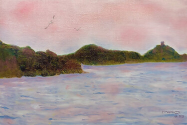 Schilderij getiteld "Presqu’île dans le…" door Mira, Origineel Kunstwerk, Olie