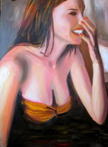 Painting titled "Chloé au café" by Jean-François Lerooy, Original Artwork