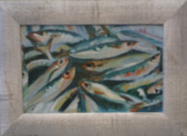 Painting titled "Sardines N°3" by Jean-François Lerooy, Original Artwork, Oil