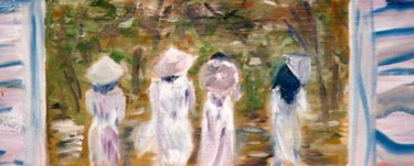 Painting titled "Etudiantes Vietnami…" by Jean-François Lerooy, Original Artwork, Oil