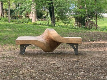 Sculpture intitulée "banc causeuse" par Mirèo, Œuvre d'art originale, Bois