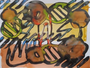 Peinture intitulée "AOUCH 8" par Mireille Bonard, Œuvre d'art originale, Encre