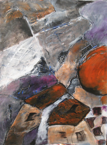 Картина под названием "NOCTURNE ORANGE" - Mireille Matricon, Подлинное произведение искусства, Акрил