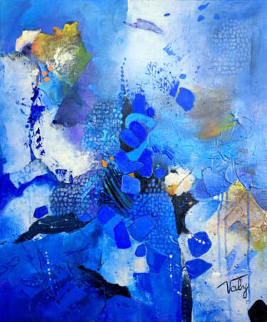 Painting titled "Coup de blues" by Mireille Taupin (Valy), Original Artwork, Acrylic Mounted on Wood Stretcher frame