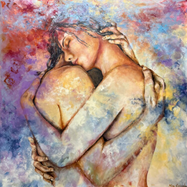 Painting titled "Embrace" by Miri Baruch, Original Artwork, Acrylic