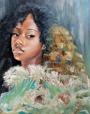"Girl at the rock" başlıklı Tablo Mirian Nyitrai tarafından, Orijinal sanat, Petrol