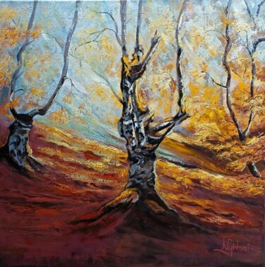 Pittura intitolato "Autumn forest" da Mirian Nyitrai, Opera d'arte originale, Olio