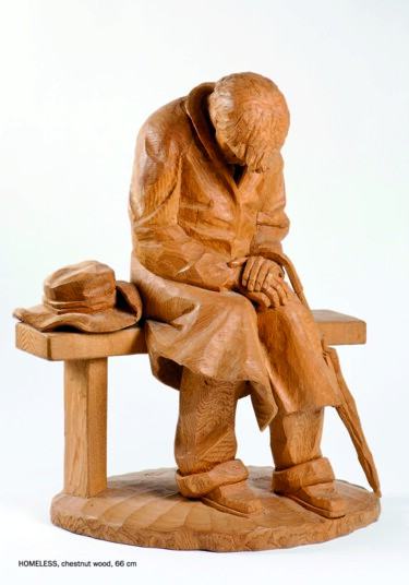 Scultura intitolato ""Find yourself"" da Mirko Morodet, Opera d'arte originale, Legno