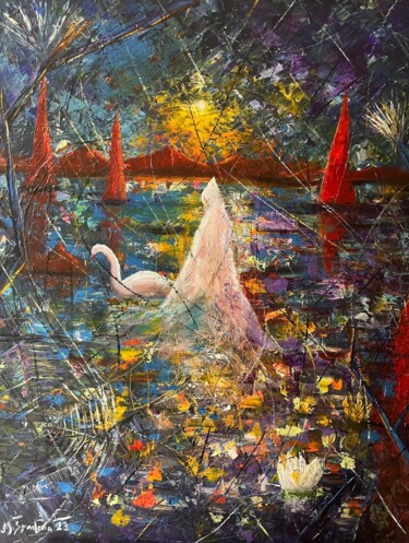 Картина под названием "lady of the lake" - Miroslav Spadrna, Подлинное произведение искусства, Акрил Установлен на Деревянна…