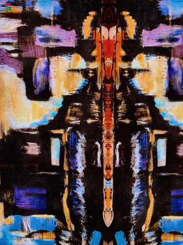 Painting titled "Futuristic Manhatta…" by Miroslava Kettounen, Original Artwork, Acrylic