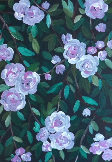 Malerei mit dem Titel "Pink roses" von Miroslava Samoshkina, Original-Kunstwerk, Acryl