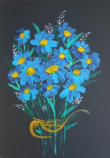 Malerei mit dem Titel "Field flowers" von Miroslava Samoshkina, Original-Kunstwerk, Acryl