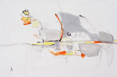 Schilderij getiteld "Going with the Wind" door Misako Chida, Origineel Kunstwerk, Acryl