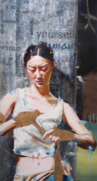 Pittura intitolato "Senshi" da Simona Zecca, Opera d'arte originale, Olio Montato su Telaio per barella in legno