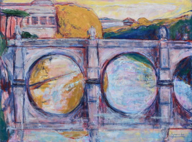 Pintura intitulada "Ponte Sant'Angelo.…" por Misha Sydorenko, Obras de arte originais, Óleo Montado em Armação em madeira