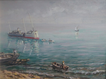 Картина под названием "Азовское море. Штил…" - Dmitry Lazarev, Подлинное произведение искусства, Масло