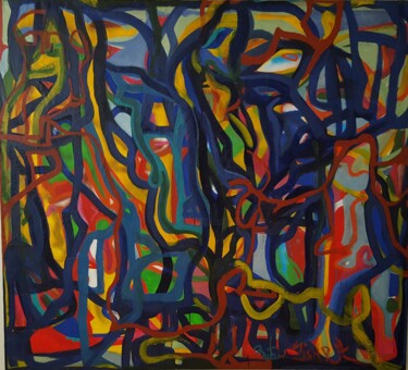 Картина под названием "My brain forest" - Mishra, Подлинное произведение искусства, Масло