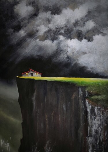Painting titled "My home" by Mishel Alekyan, Original Artwork, Oil Mounted on Wood Panel
