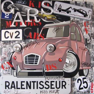 Peinture intitulée "PUTAIN DE 2 CV" par Miss Mirza, Œuvre d'art originale, Acrylique