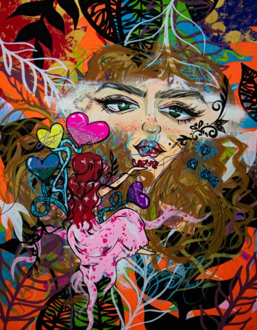 Картина под названием "Beyond a look" - Miss Rose Art Gallery, Подлинное произведение искусства, Акрил Установлен на Деревян…